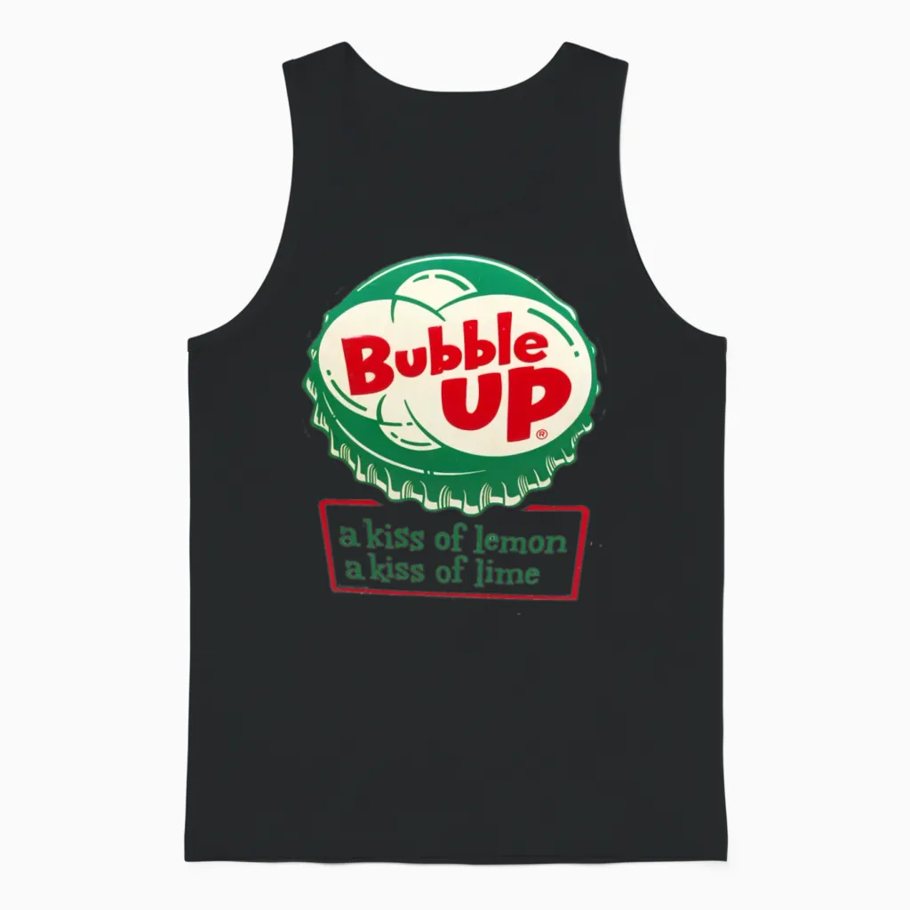Retro Bubble Up Soda Unisex Tank Top in Black