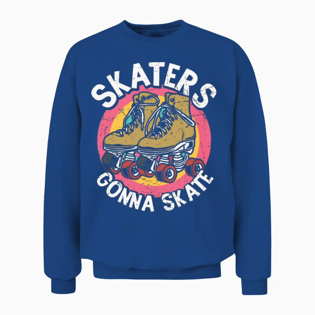 Skaters Gonna Skate Retro Unisex Sweatshirt in Royal
