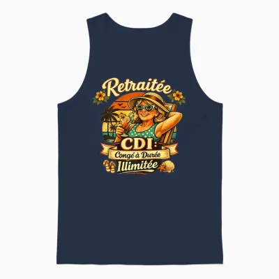 Cadeau Retraitée Femme Original Humour Congé Durée Ilimitée Unisex Tank Top - Navy