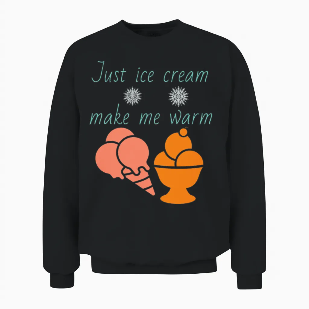 Ice Cream, Disney, Pink, Chocolate, Vanilla, Sweet Unisex Sweatshirt in Black