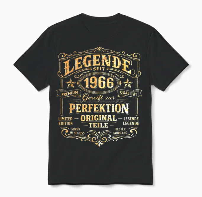 60th Birthday Man Woman 60 Years Decoration 1966 Gift Funny Unisex T-Shirt in Black