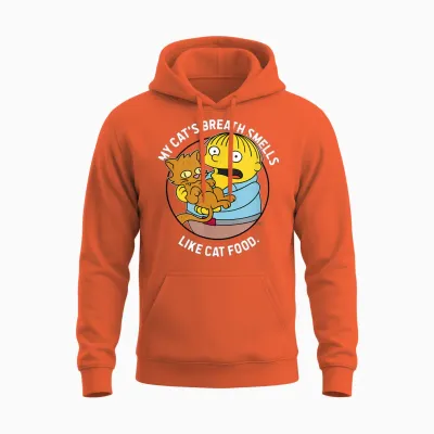 The Simpsons Ralph My Cat's Breath Smells Like Cat Food Unisex Hoodie - Orange