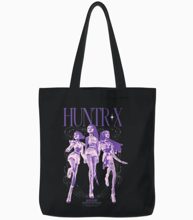 Kpop Demon Hunters Huntrix World Tour Tote Bags in Black
