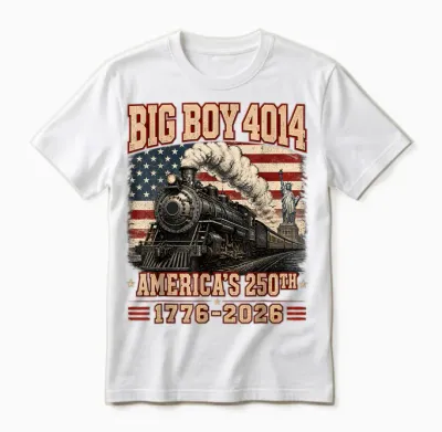 250 Years Big Boy 4014 Train Us Flag Vintage Apparel Unisex T-Shirt - White