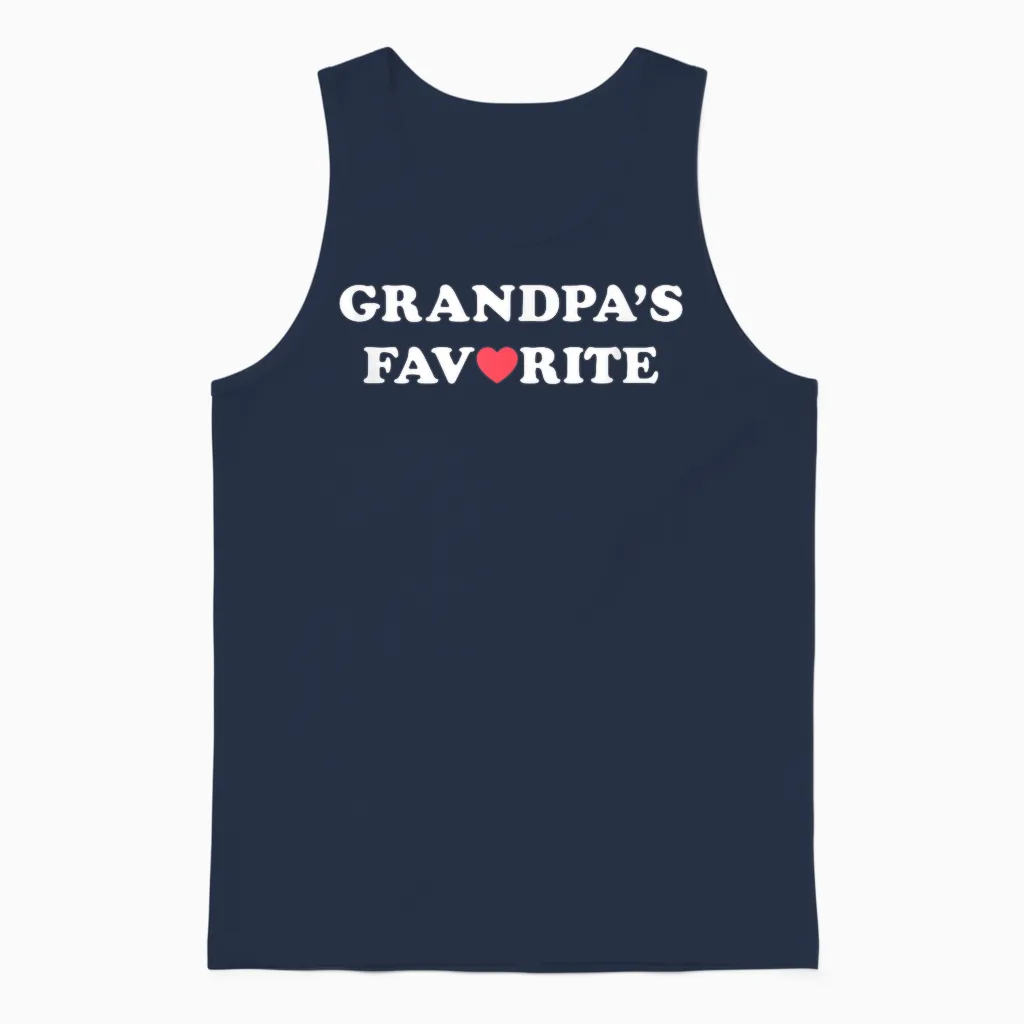 Grandpa's Favorite T-Shirt (grandpa, with Red Heart) Unisex Tank Top in Navy