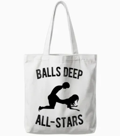 Balls Deep All-Stars Adult Swinger Humor Fun Gift Tote Bags - White