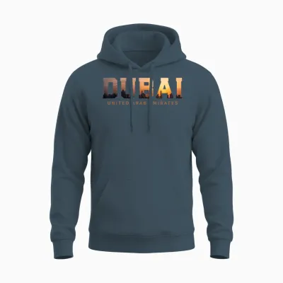 Vintage Dubai United Arab Emirates Iconic Skyline Silhouette Souvenir T-Shirt, Black, S Unisex Hoodie - Dark Heather