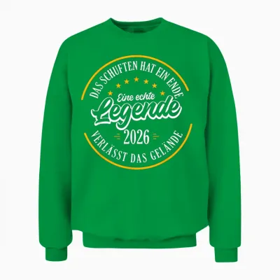 Retirement 2026 a Real Legend Leaves the Terrain T-Shirt, Black Unisex Sweatshirt - Irish Green