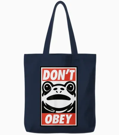 Portland Frog Don't Obey Tote Bags - Navy
