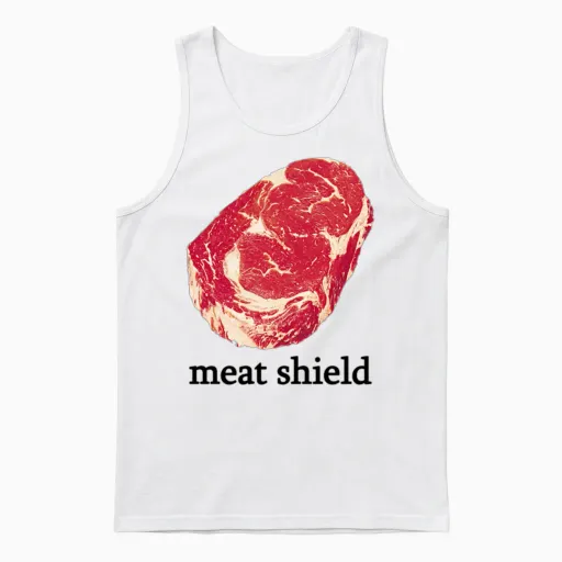 Meat Shield Unisex Tank Top in White