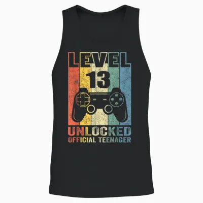 Offiziell Teenager 13. Geburtstag Geschenk Level 13 Unlocked Unisex Tank Top - Black