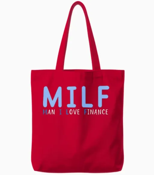 Man I Love Finance Tote Bags in Red