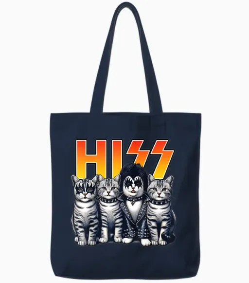Cute Hiss Cats Rock Kittens Kitty Rocking Music Cat Lovers Tote Bags - Navy