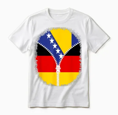 Bosnien Herzegowina Deutschland Flagge Bosnisch Deutsch Reißverschluss Unisex T-Shirt - White