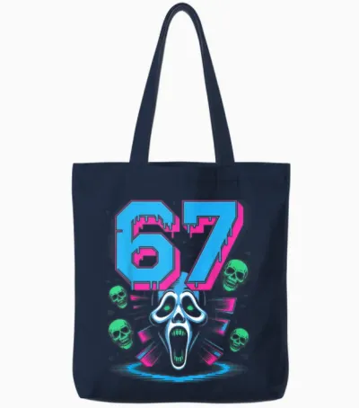 67 Halloween Scp Horror Face Scary Costume Shirt Horror 6 7 Tote Bags - Navy