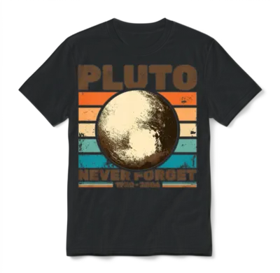 Pluto Retro Aesthetic Unisex T-Shirt - Black