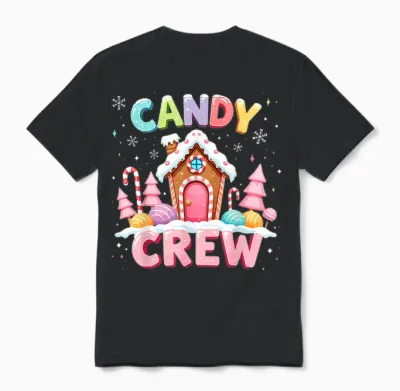 Candy Land Candy Crew Decorations Sweetie Candy Squad Xmas Unisex T-Shirt - Black