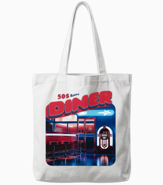 50s Retro Diner Good Times Tote Bags in White