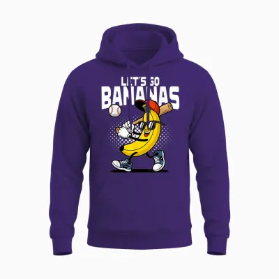Let's Go Bananas Funny Banana Baseball Lover Banana Unisex Hoodie - Purple