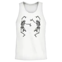 Funny Dancing Skeletons — Halloween Gift Unisex Tank Top - White – 2
