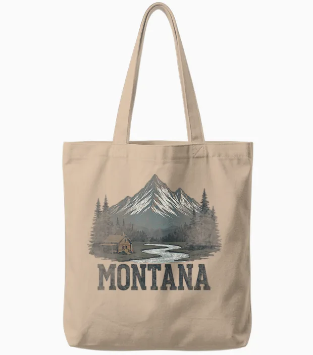 Souvenir Vintage Paysage Du Montana Rétro Tote Bags in Natural