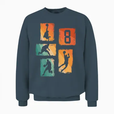 8. Geburtstag Basketball Spieler 8. Jahre Jungs Retro Unisex Sweatshirt - Dark Heather
