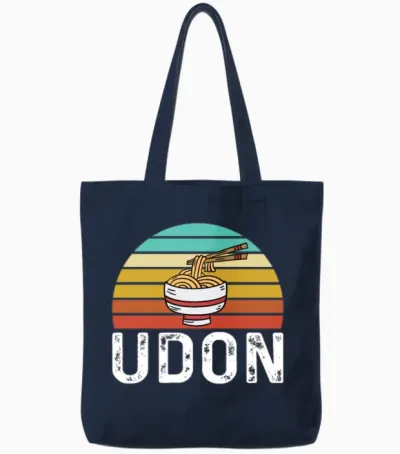 Retro Udon Noodles Tote Bags - Navy