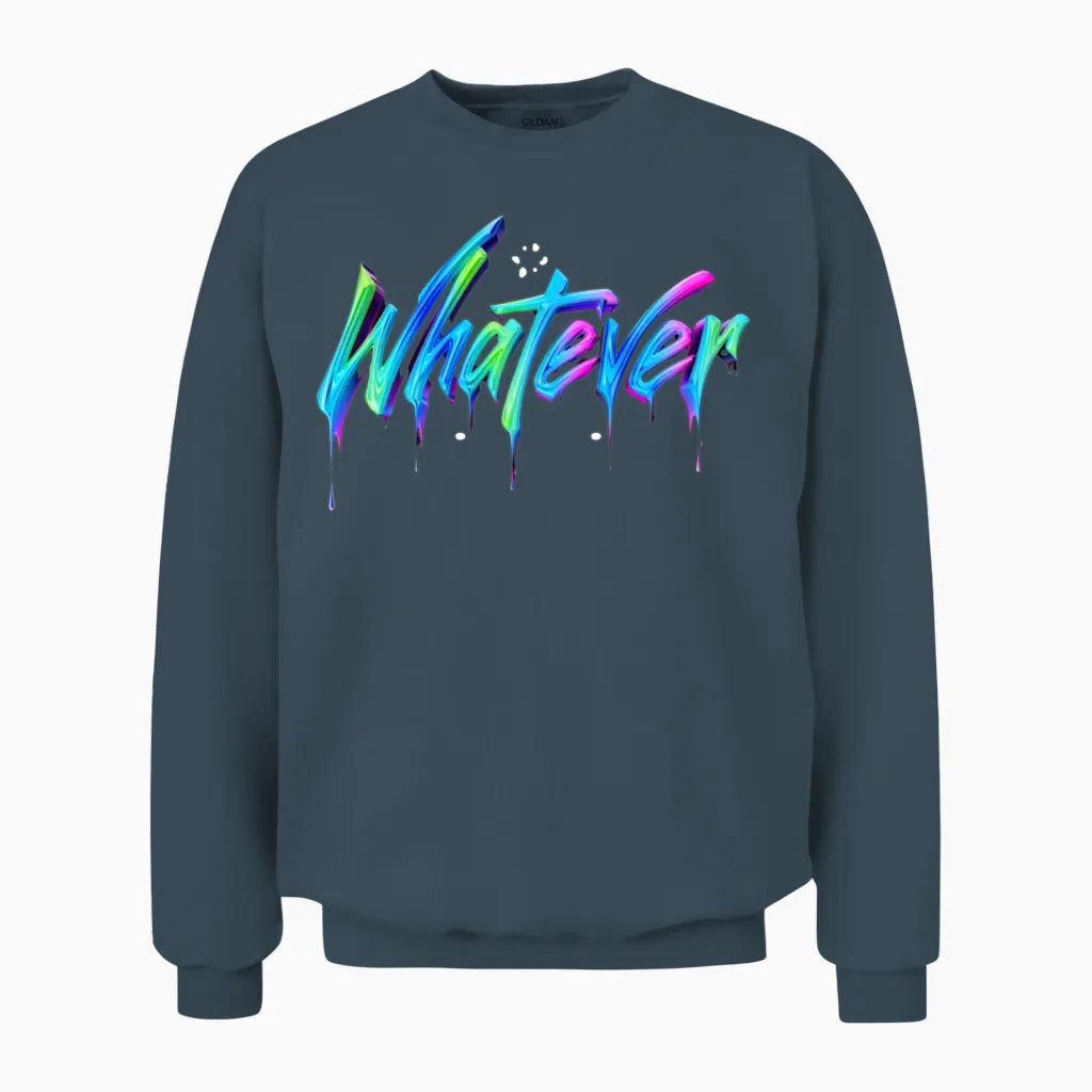 Whatever - Drip Art Aesthetic Unisex Sweatshirt in Dark Heather