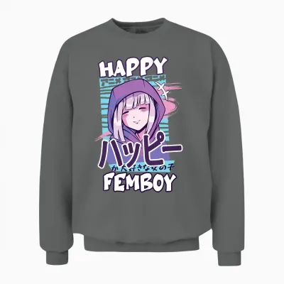 Happy Femboy Anime Femboy Set – Cute Gift – Sissy Unisex Sweatshirt - Graphite Heather