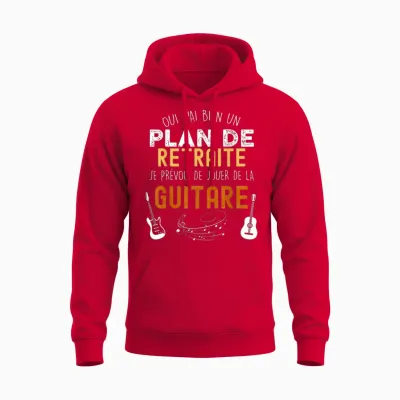 Plan De Retraite Guitare Humour Musique Pot Départ Collègue Unisex Hoodie - Red