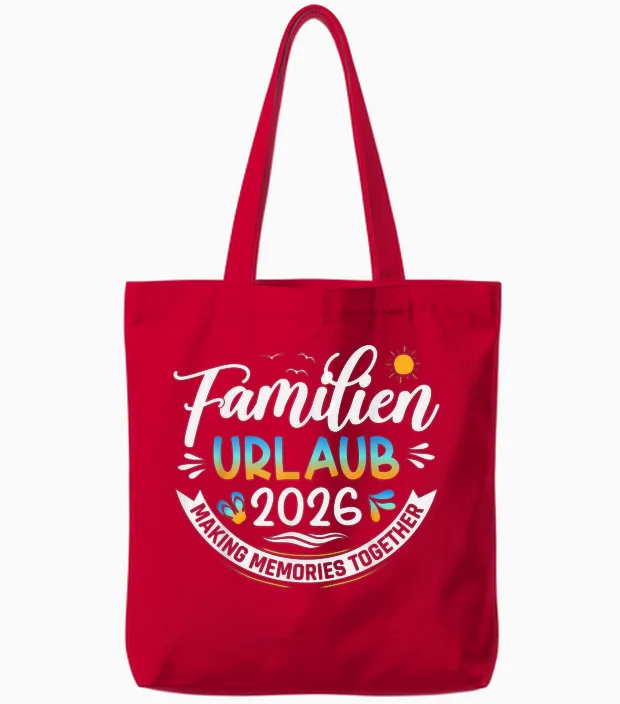 Familienurlaub 2026 Sommer Matching Urlaub 2026 Tote Bags in Red