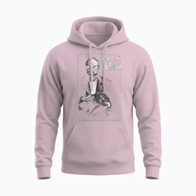 The Godfather Poster T-Shirt, Black Unisex Hoodie - Light Pink