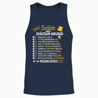 Junggesellenabschied Mann Kostüm & Polter Shirts Groom Tasks Rumbling Jga Checklist T-Shirt Black Small Crew Neck Short Sleeve Classic Fit T-Shirt for Men Unisex Tank Top - Navy