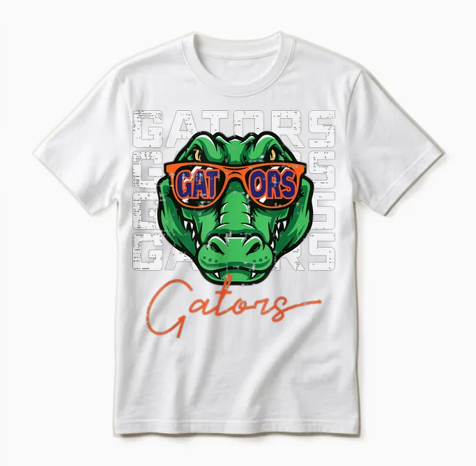 Gator Sunglasses Women Kids Boys Girls Men Youth Teen Unisex T-Shirt in White