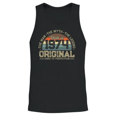 Vintage 1974 Retro Unisex Tank Top - Black