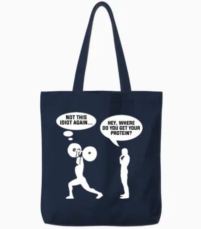 Funny Vegan Workout Tote Bags - Navy