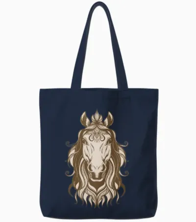 Horse Head Design Tote Bags - Navy