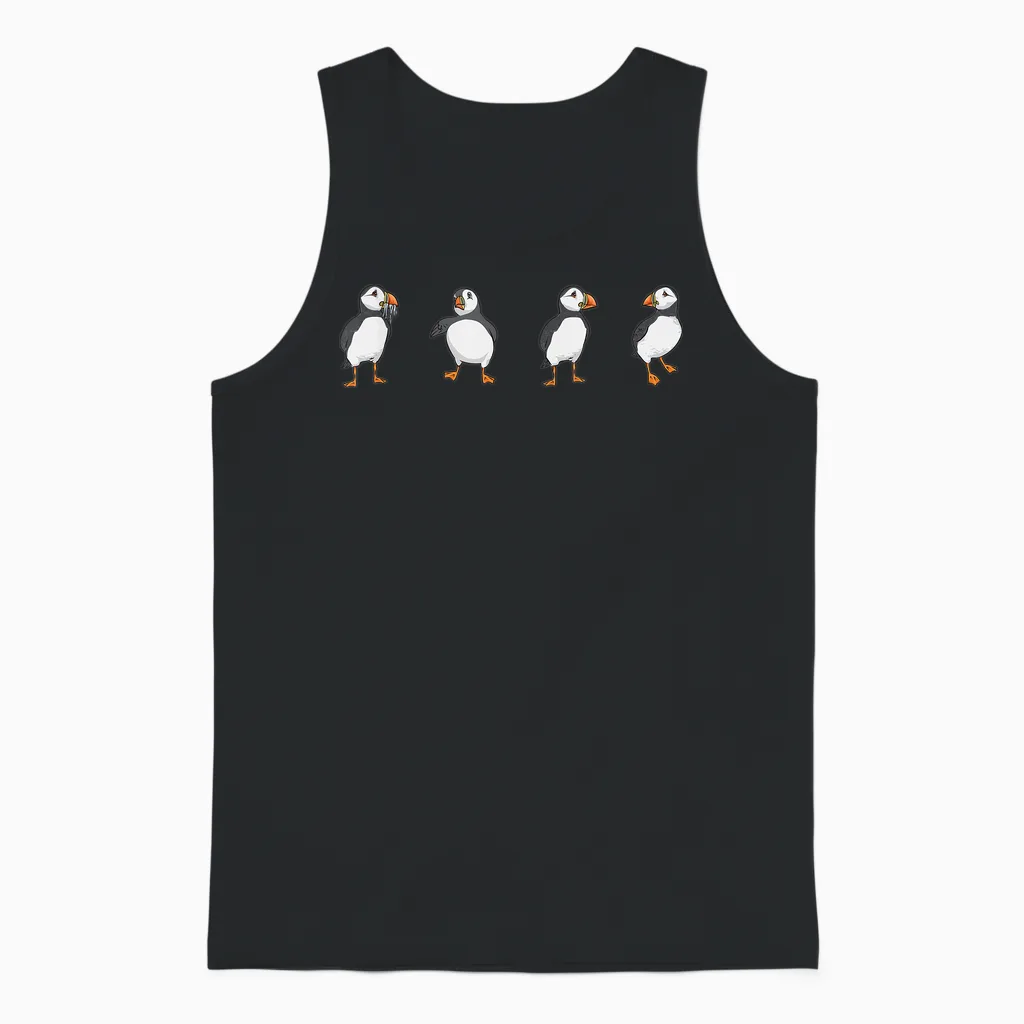 Puffin Alkenvögel Lunde T-Shirt, Black Unisex Tank Top in Black