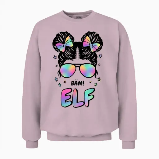 11th Birthday Girl Messy Bun Bäm! 11 Unisex Sweatshirt - Light Pink