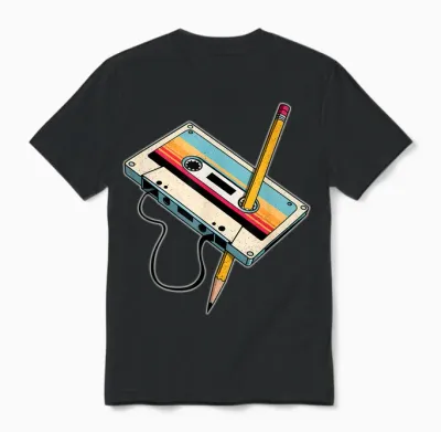 Vintage Retro Cassette X 80s 90s Party Fancy Dress Unisex T-Shirt - Black