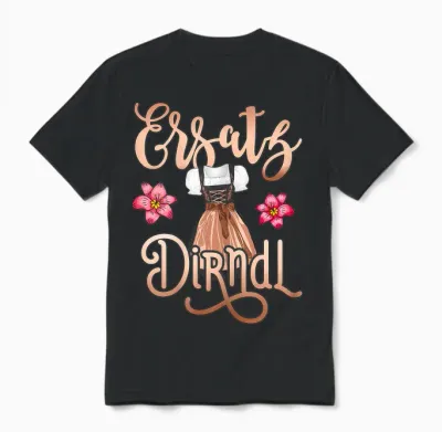 Trachtenshirt Damen Ersatz Dirndl Shirt Frauen Trachten T-Shirt, Schwarz, Kurzarm Unisex T-Shirt - Black