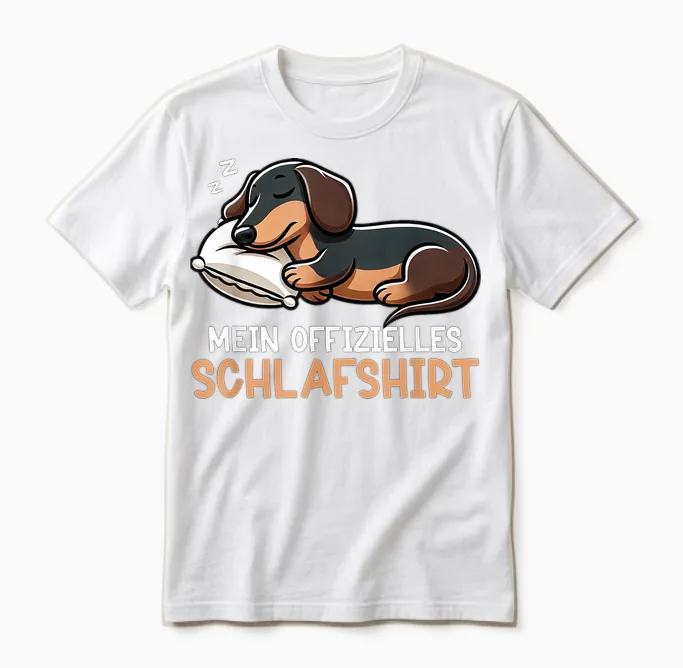 Official Dachshund Dog Sleep Shirt Funny Dachshund Dog T-Shirt, Black Unisex T-Shirt in White