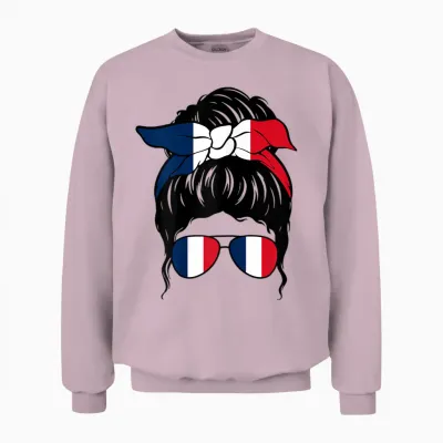 French Girl France French Flag French Pride Unisex Sweatshirt - Light Pink