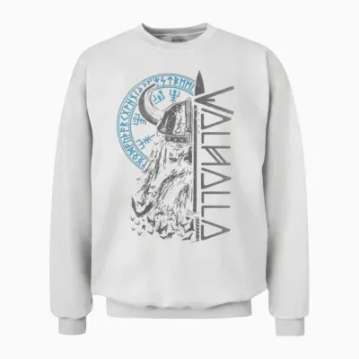 Wikinger Krieger Schwert Walhalla Runen Nordischer Kompass Unisex Sweatshirt - White