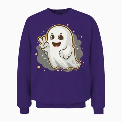 Peace Ghost Retro Design Unisex Sweatshirt - Purple