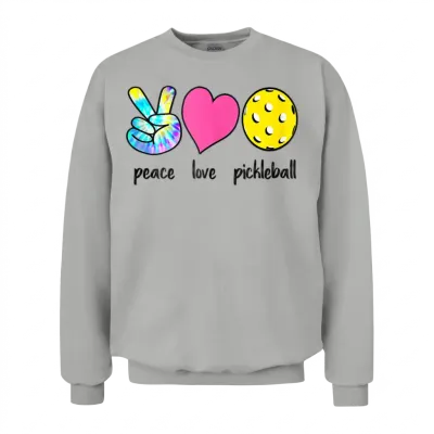 Peace Love Pickleball Womens Funny Pickleball Unisex Sweatshirt - Ash