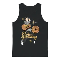 Elvis Presley with Guitar and Microphone Unisex Tank Top - Black – 1