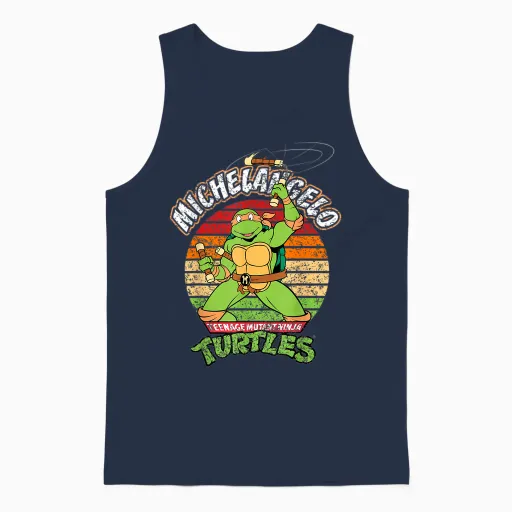 Mademark X Teenage Mutant Ninja Turtles - Teenage Mutant Ninja Turtles Michelangelo Ready for Action Unisex Tank Top - Navy