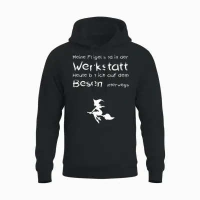Lustiger Spruch Heute Bin Ich Mit Dem Besen Unterwegs Hexen Unisex Hoodie - Black