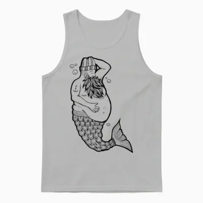 Mermaid Man, Anchor, Beard Unisex Tank Top - Ash